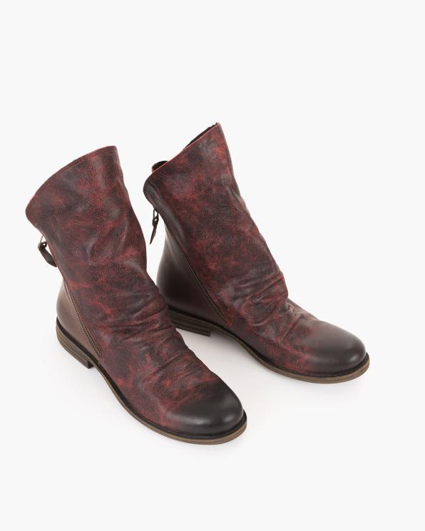 Bordowe botki damskie ze skóry naturalnej 146-18692-BORDO