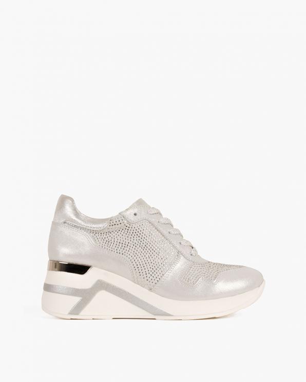 Szare sneakersy nubukowe z kryształkami 098-600-BIAŁY