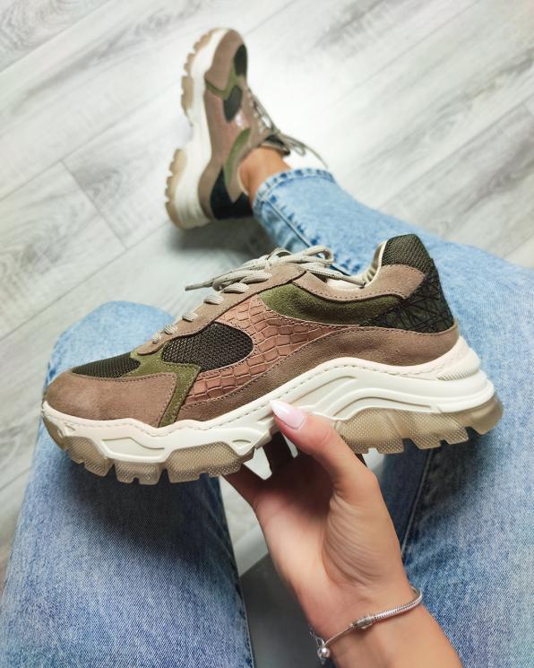 Wielokolorowe sneakersy zamszowe 116-368-008-ZIEL