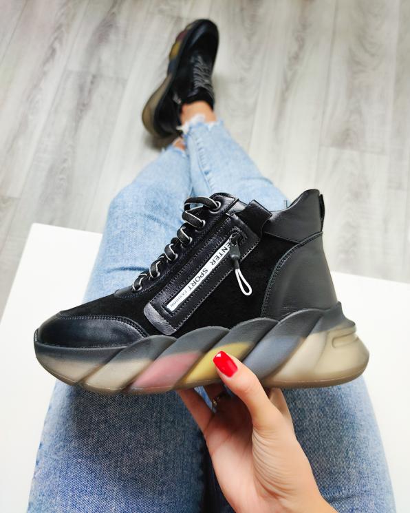 Czarne sneakersy skórzane z zamkiem 086-800-CZARNY