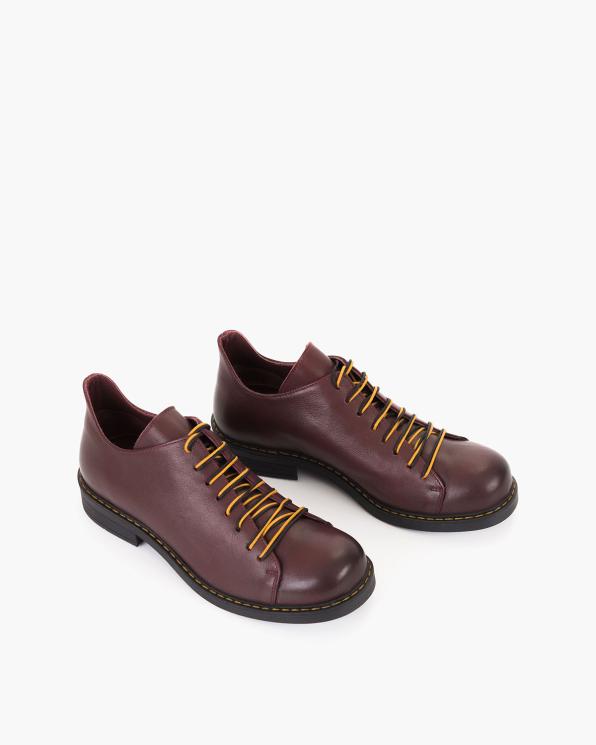 Bordowe półbuty sznurowane ze skóry naturalnej 135-037-BORDO