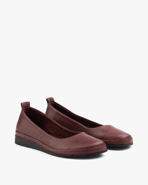 Bordowe półbuty damskie z naturalnej skóry licowej 148-28119-BORDO
