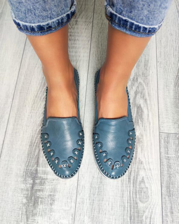 Niebieskie mokasyny damskie skórzane 097-429-BLUE