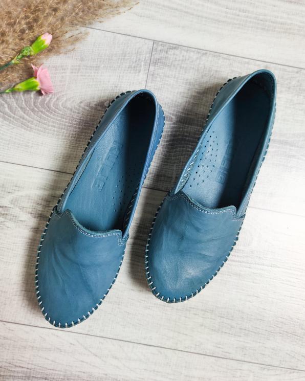 Niebieskie mokasyny damskie skórzane 097-427-BLUE