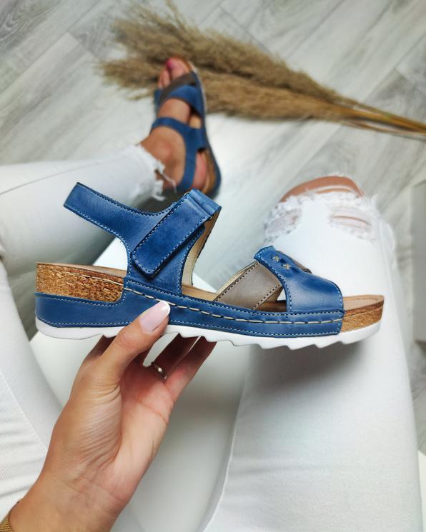 Niebieskie sandały damskie skórzane 110-620-JEANS-CA