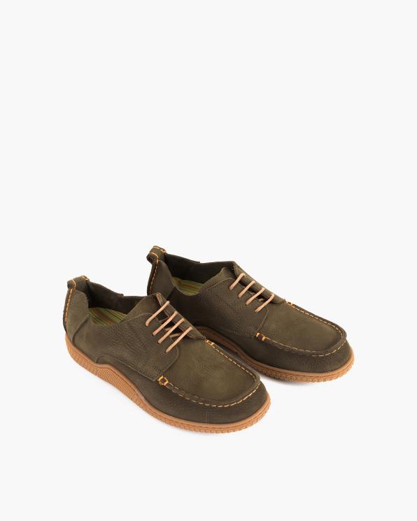 Ciemnozielone mokasyny męskie nubukowe 135-215340-KHAKI