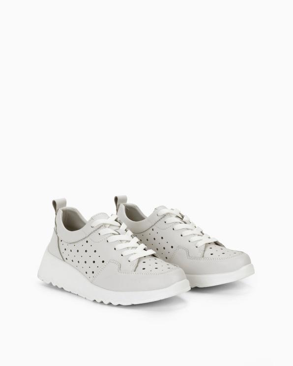 Białe sneakersy ze skóry licowej z dziurkami 131-284-BIAŁY