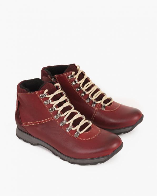 Bordowe kozaki męskie skórzane 006 -664-BORDO