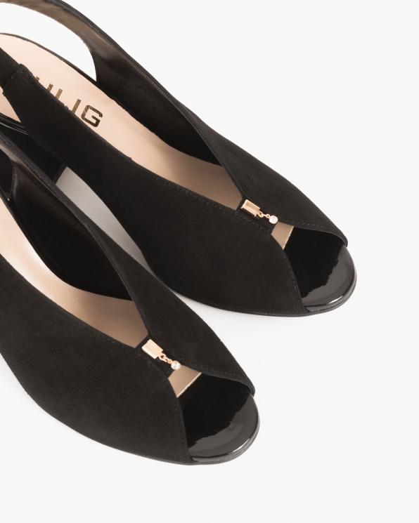 Czarne sandały na słupku peep toe 024 -7908-12