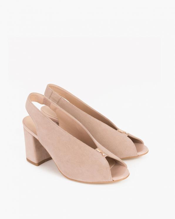 Beżowe sandały na słupku peep toe 024 -7908-041