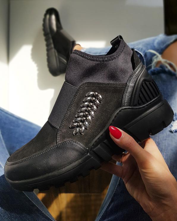 Czarne sneakersy skórzane 084 0591 CZARNY