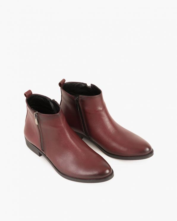 Bordowe botki skórzane 089 1454 -BORDO