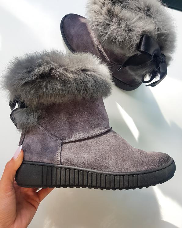 Szare botki welurowe z futerkiem 085 02206-W SZ K