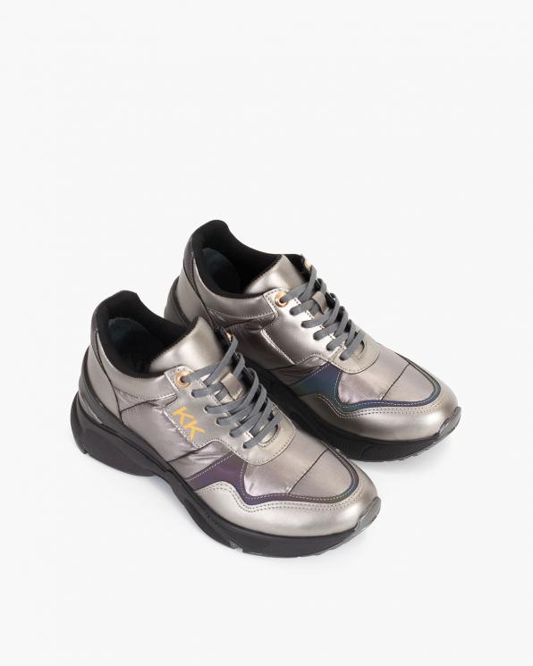 Srebrne sneakersy ortalionowe 083-129-SREB-ORT