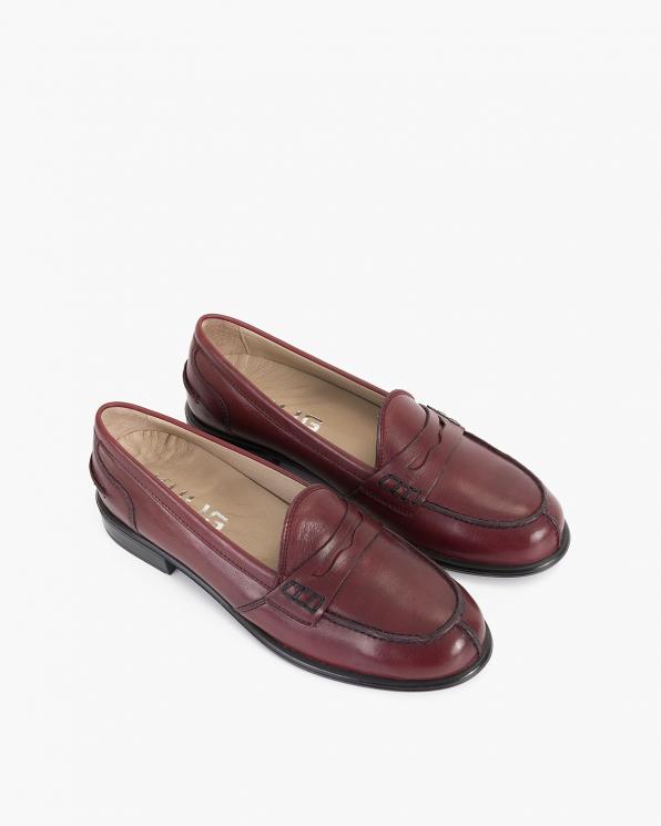 Bordowe mokasyny damskie skórzane 075-24138-BORDO
