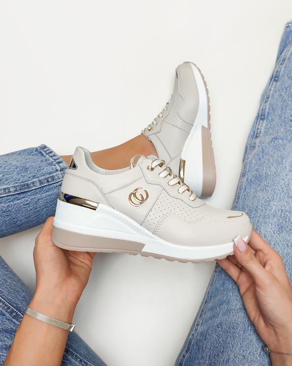 Beżowe sneakersy skórzane 131-96192-BEŻ