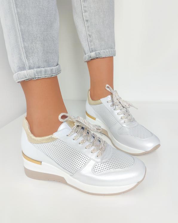 Biało-złote sneakersy skórzane 024-5089-1581-77