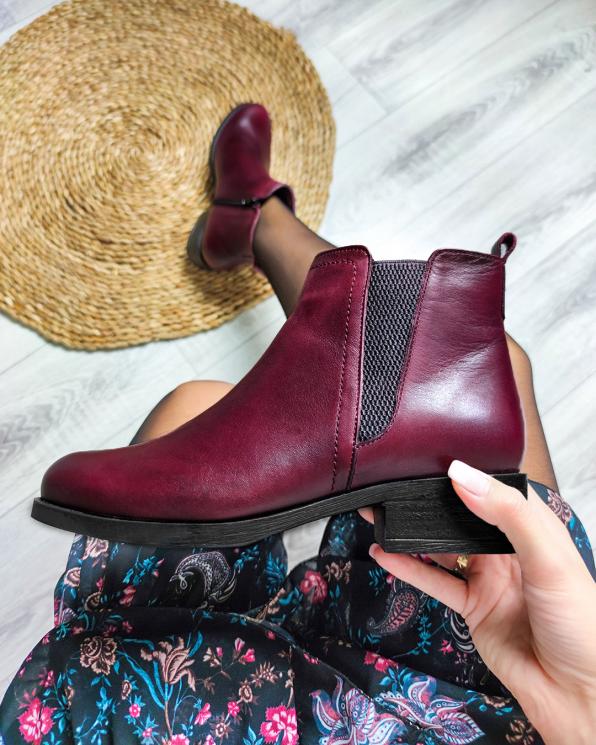 Bordowe sztyblety damskie skórzane 075-50401-BORDO