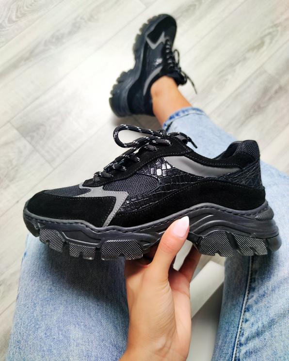Czarne sneakersy zamszowe 116-368-008-CZAR