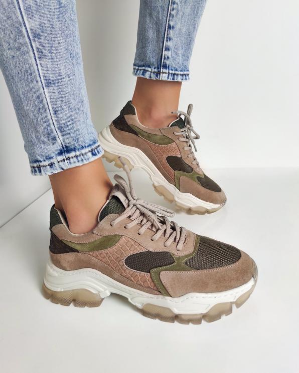 Wielokolorowe sneakersy zamszowe 116-368-008-ZIEL